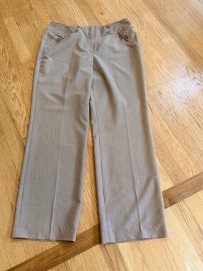 New Directions Smooth Textured Tan Straight Leg Dress Pants